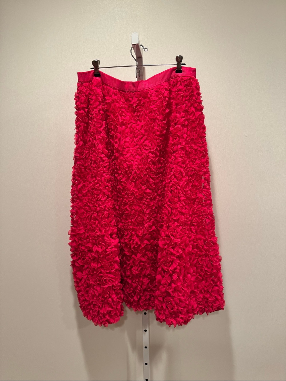 Maeve Pink Rosette Textured Midi Skirt